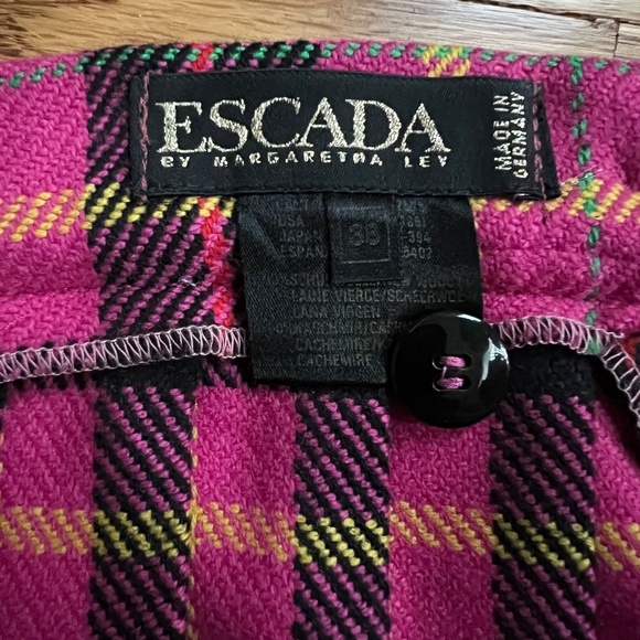 Vintage Escada Margaretha Ley pink pleated 100% wool skirt, women’s XS-S Germany - Picture 2 of 3